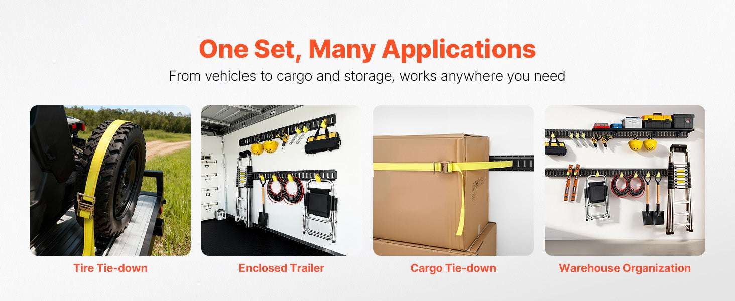 E-Track Tie-Down Rail Kit 8 Pack with Straps & O-Rings-8 Pack / United States