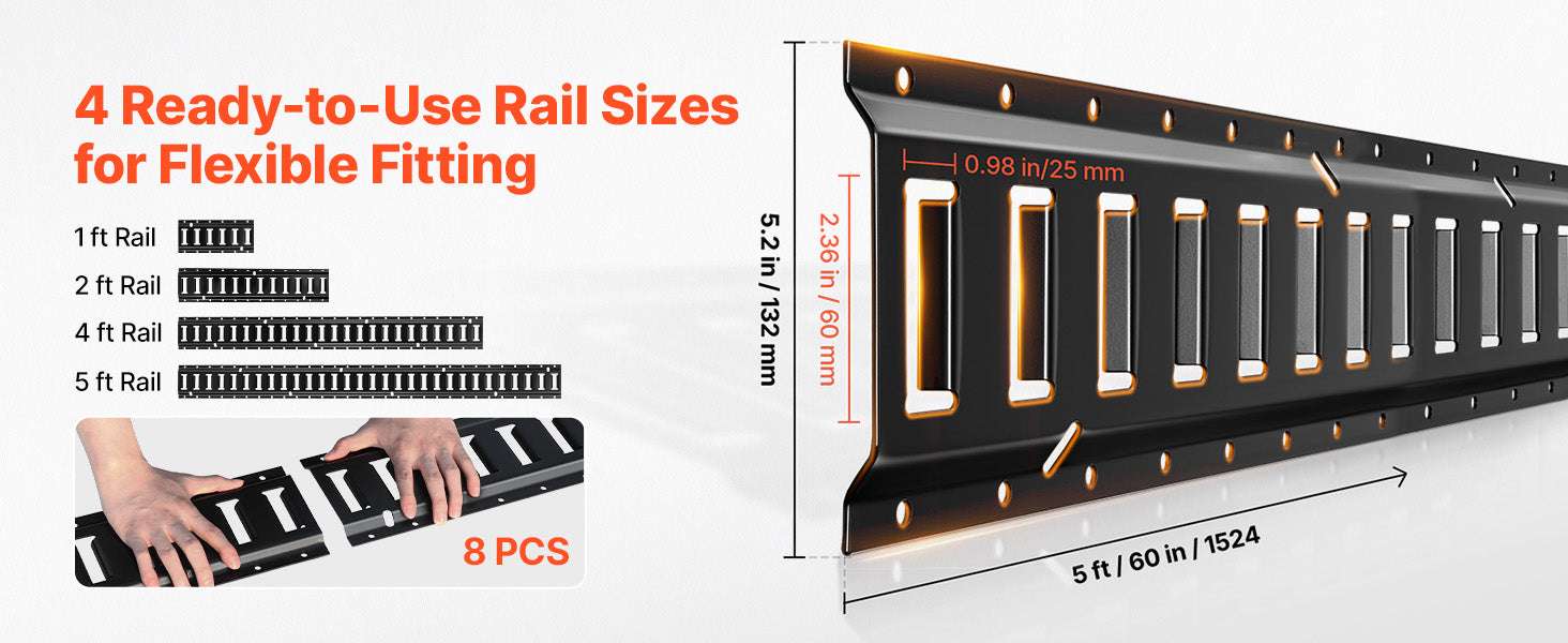 E-Track Tie-Down Rail Kit 8 Pack with Straps & O-Rings-8 Pack / United States