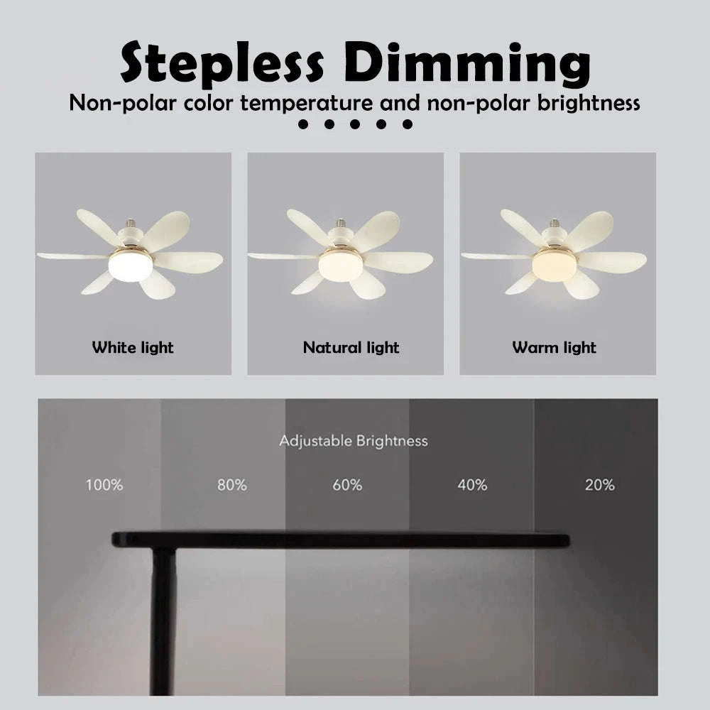 E27 Ceiling Fan Light with Remote Control-52cm Woodgrain