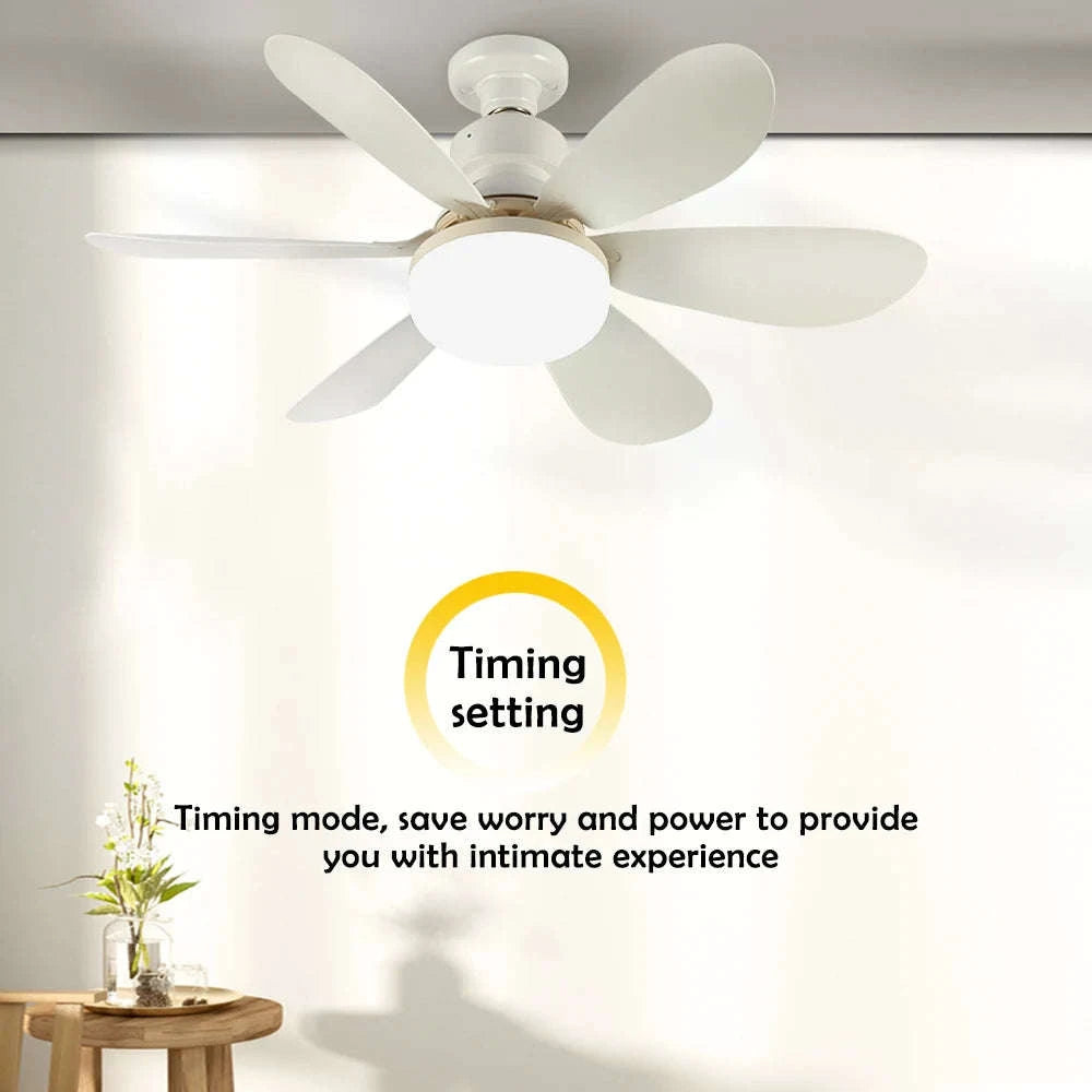 E27 Ceiling Fan Light with Remote Control-52cm Woodgrain