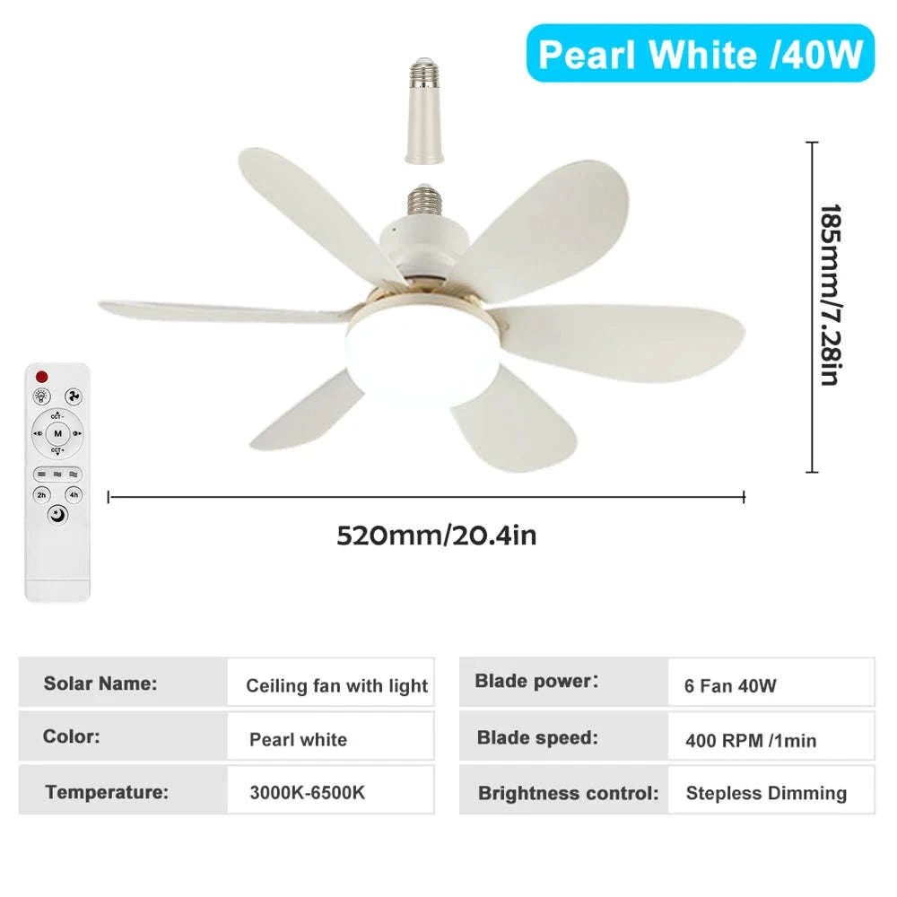 E27 Ceiling Fan Light with Remote Control-52cm Woodgrain