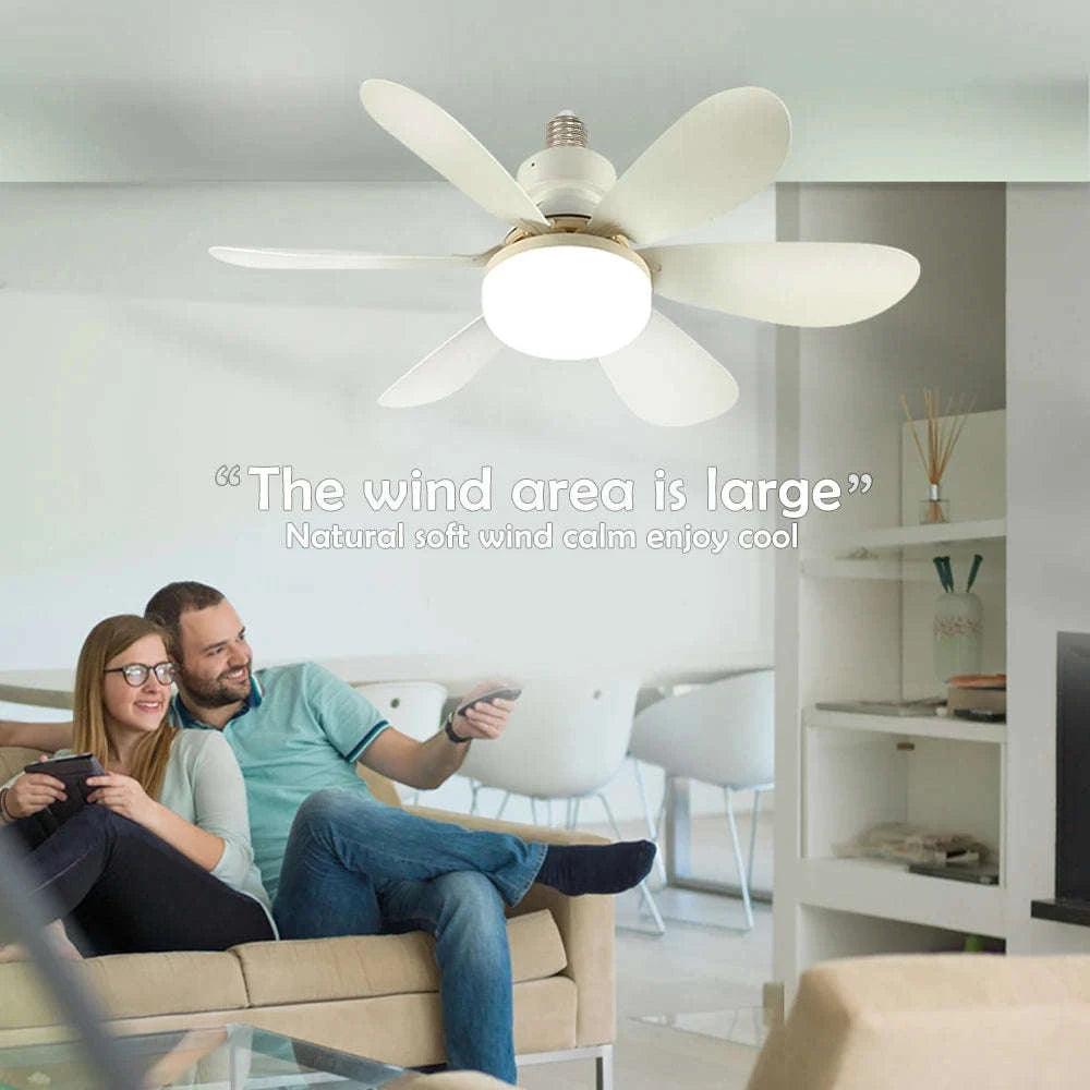 E27 Ceiling Fan Light with Remote Control-52cm Woodgrain