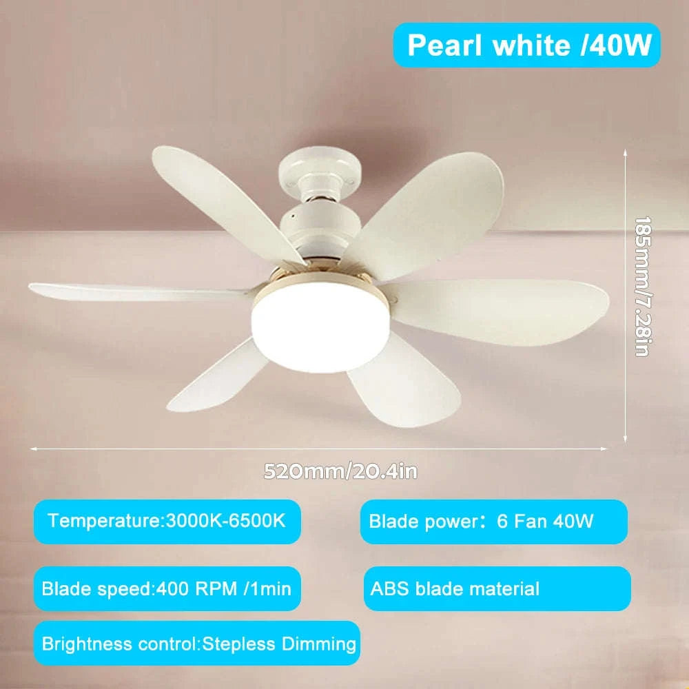 E27 Ceiling Fan Light with Remote Control-52cm Woodgrain