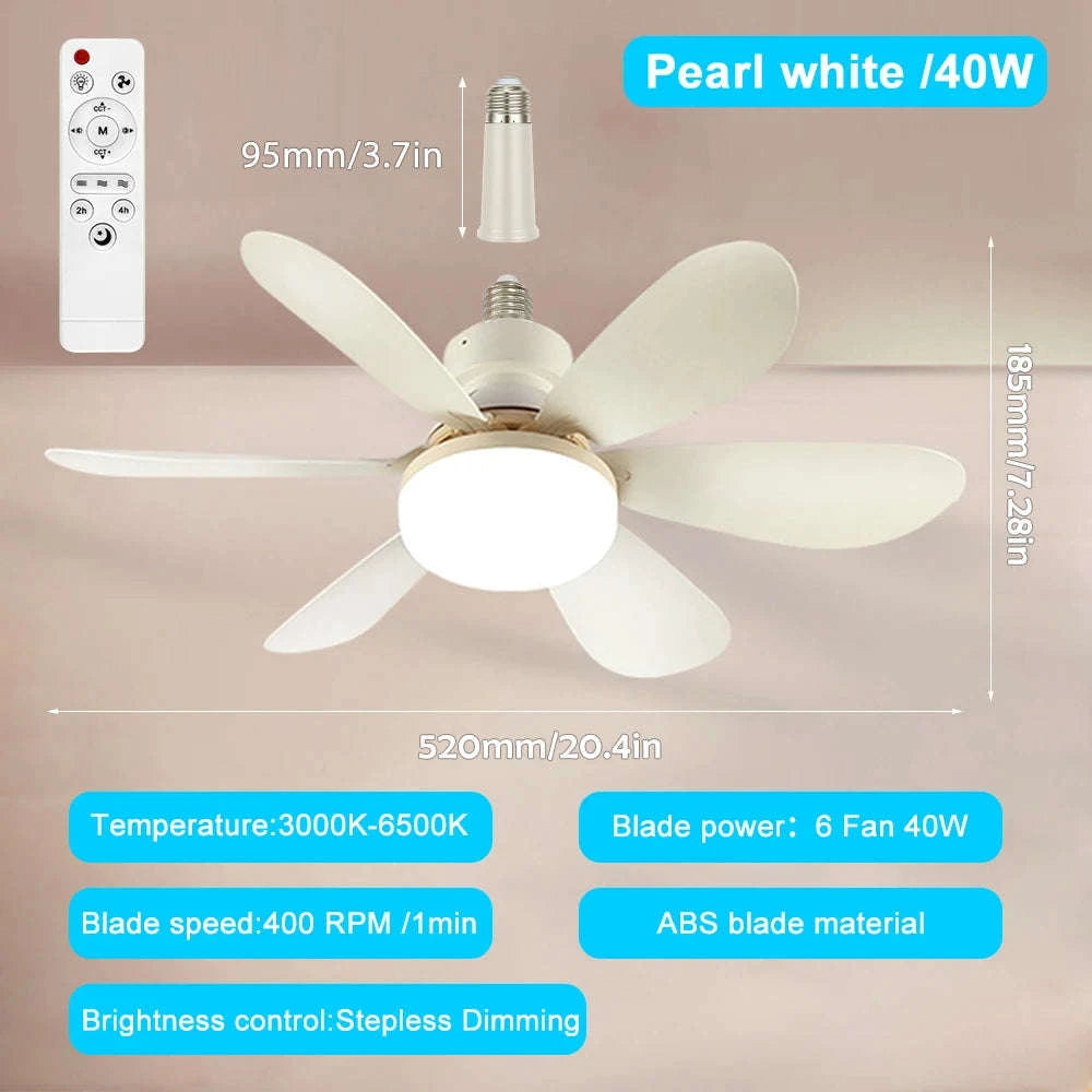 E27 Ceiling Fan Light with Remote Control-52cm Woodgrain