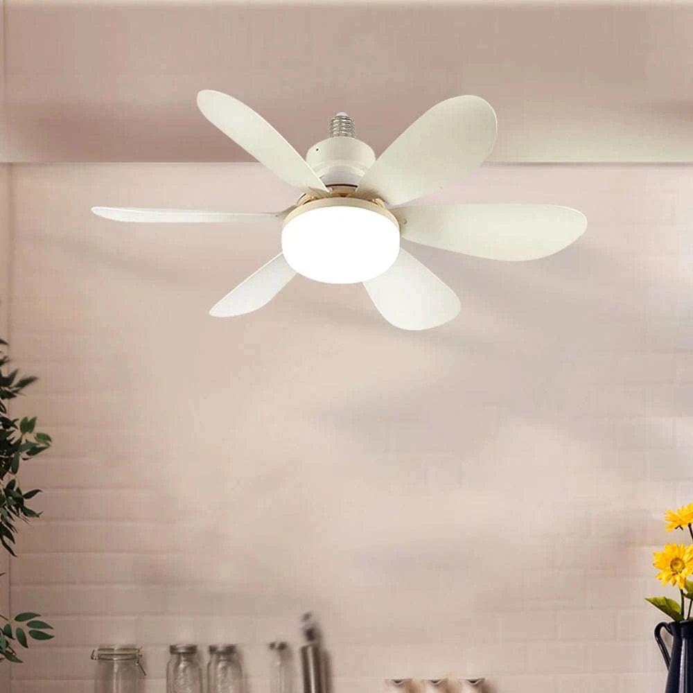 E27 Ceiling Fan Light with Remote Control-52cm Woodgrain