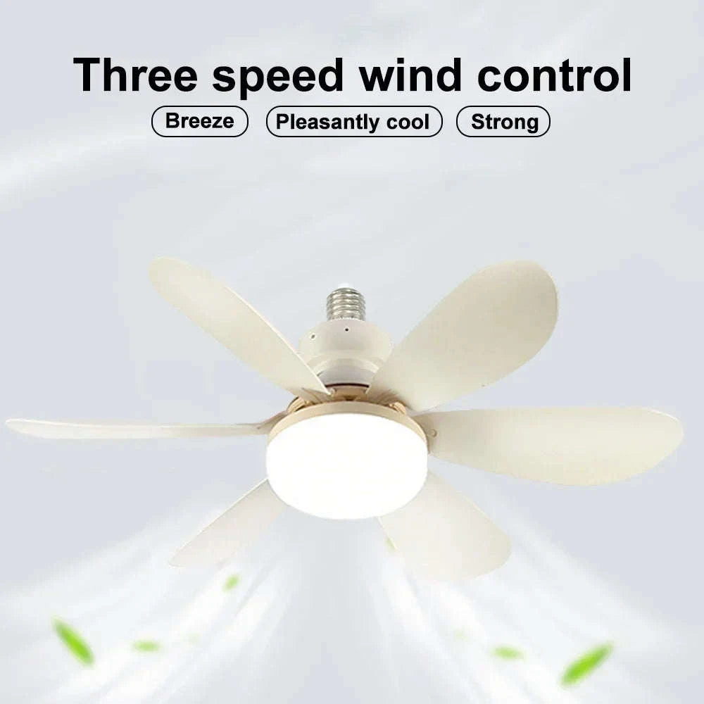 E27 Ceiling Fan Light with Remote Control-52cm Woodgrain