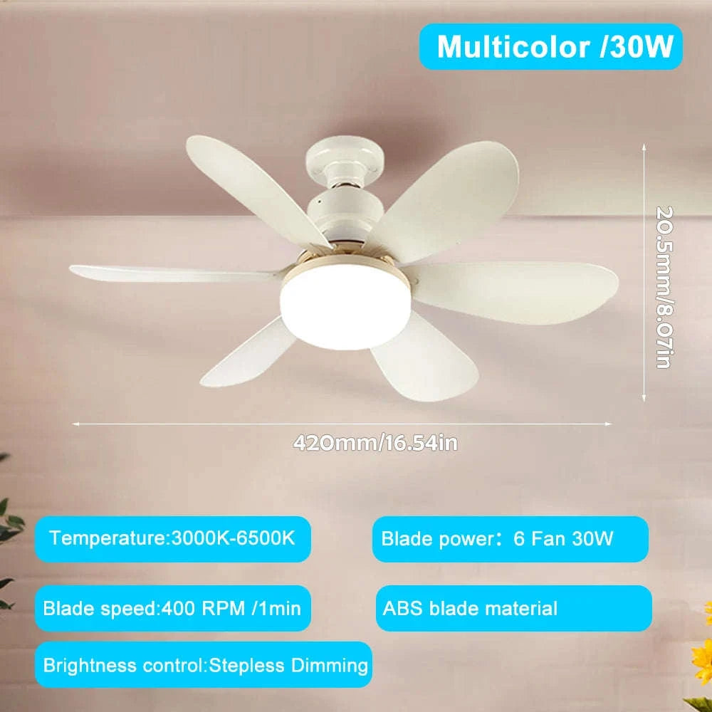 E27 Ceiling Fan Light with Remote Control-52cm Woodgrain