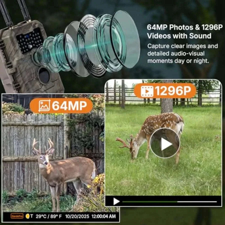 E6+ WiFi Wildlife Trail Camera, 64MP, 165 ft Range-United States / aspic