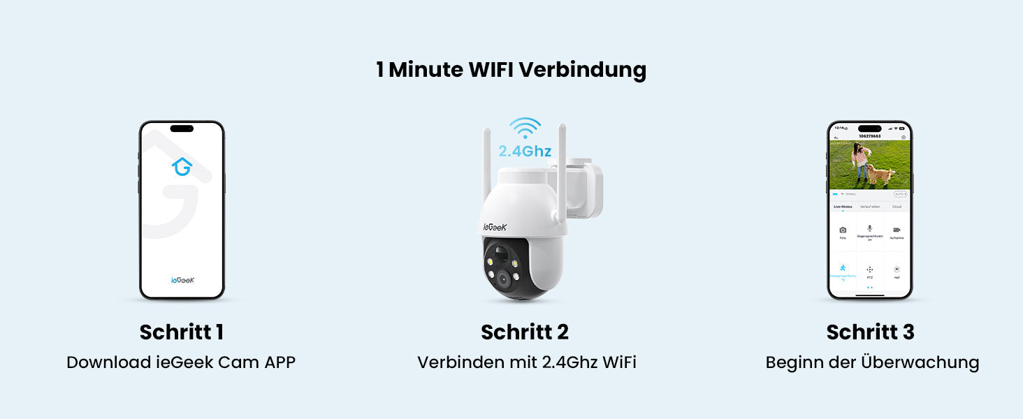 ieGeek 2K 3MP 360° PTZ HD Outdoor Solar Surveillance Camera, Outdoor Battery with PIR Motion Sensor, Colour Night Vision