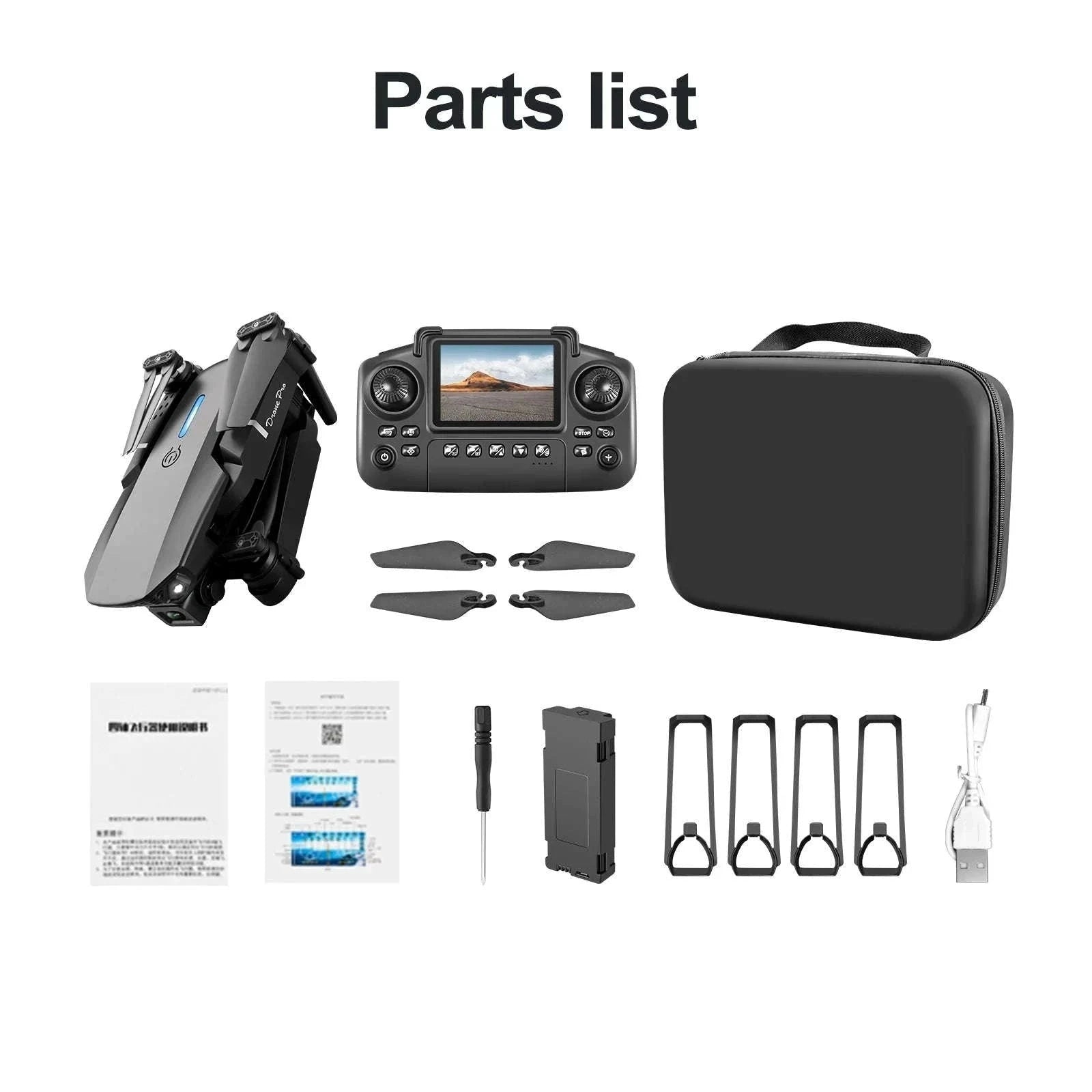 E88 E99 Drone with Screen Remote and Dual Camera-E99-grey