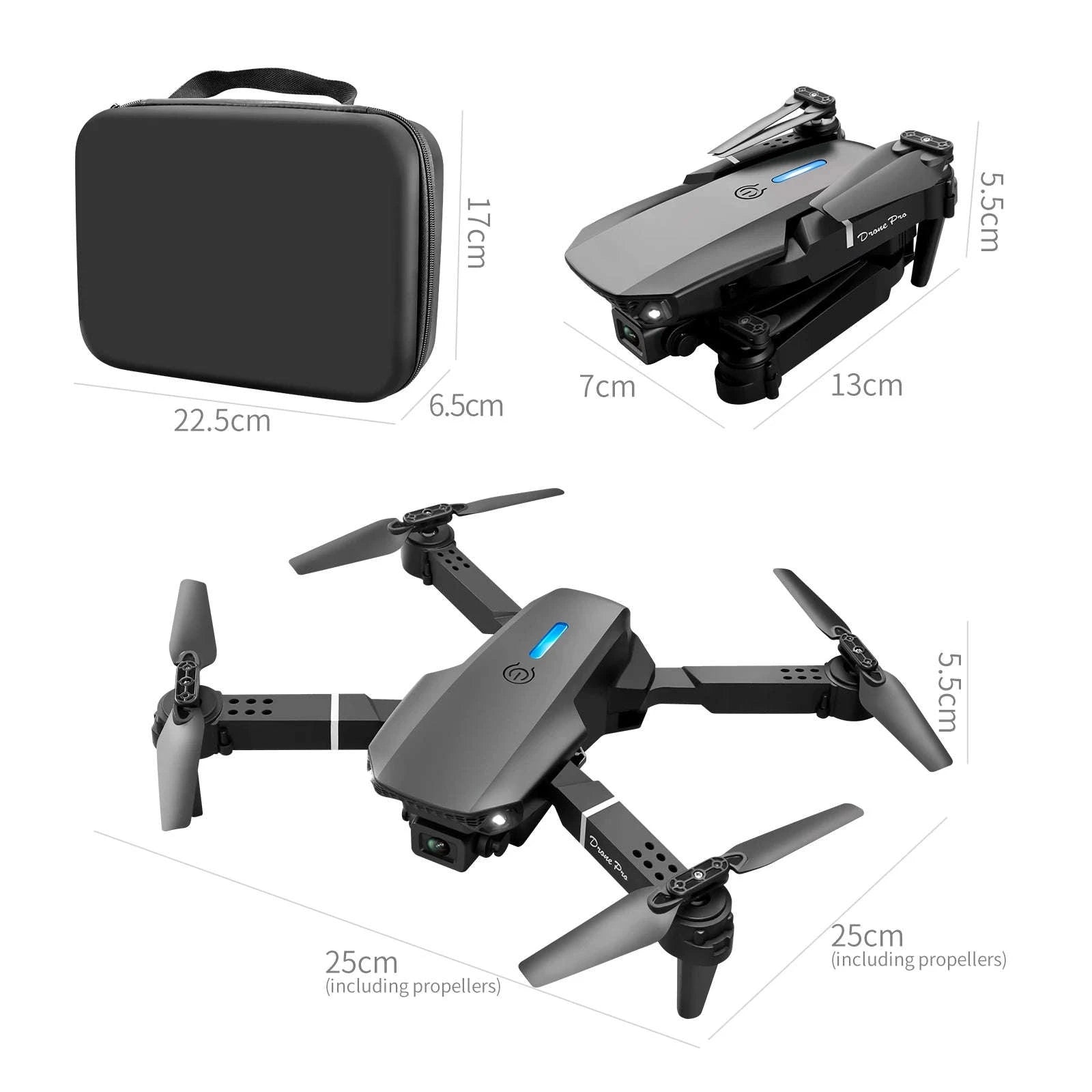 E88 E99 Drone with Screen Remote and Dual Camera-E99-grey