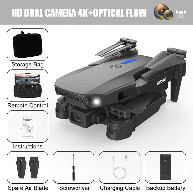 E88 Pro Drone with Dual Camera and Optical Flow-Gray-Two Camera