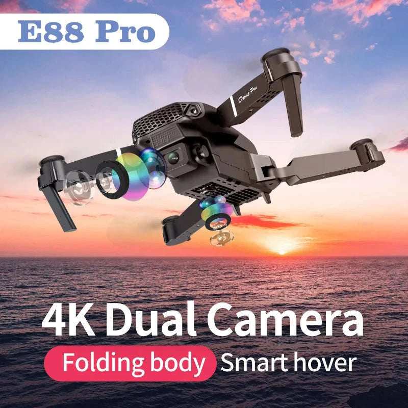 E88 Pro Drone with Dual Camera and Optical Flow-Gray-Two Camera