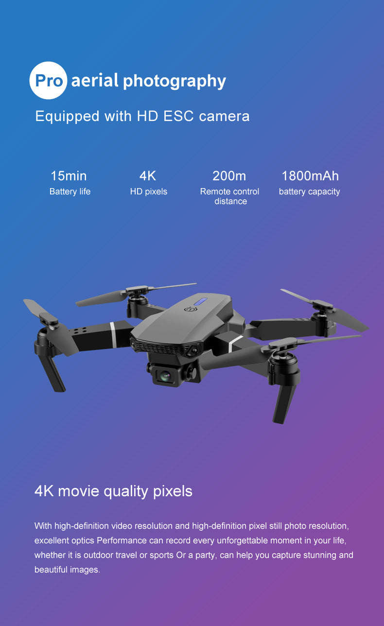 E88 Pro Drone with Dual Camera and Optical Flow-Gray-Two Camera