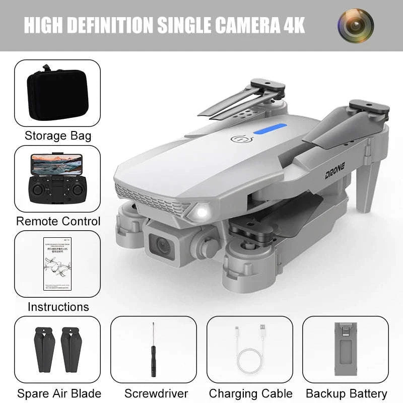 E88 Pro Drone with Dual Camera and Optical Flow-Gray-Two Camera