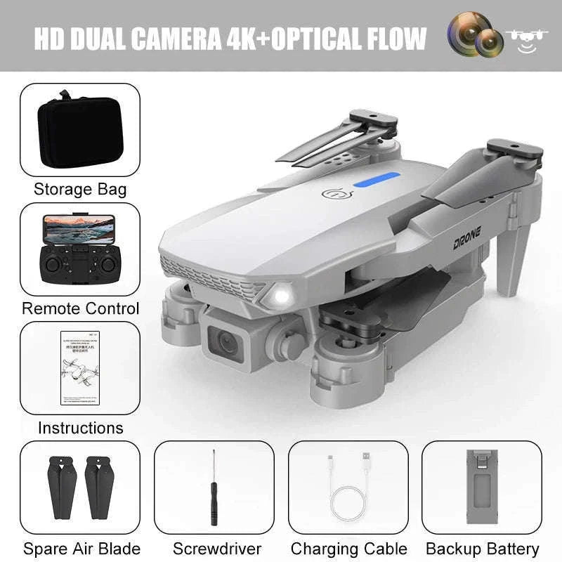 E88 Pro Drone with Dual Camera and Optical Flow-Gray-Two Camera