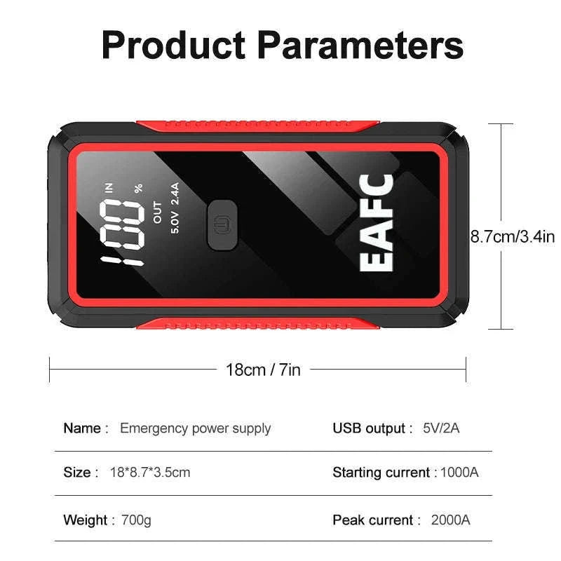 EAFC 12V Portable Car Jump Starter Power Bank-2000A with carto / United States