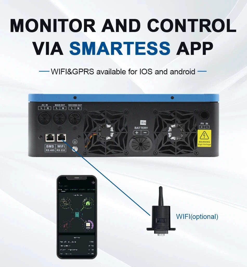 EASUN POWER Hybrid Solar Inverter 6.2KW 4.2KW 3.2KW 2.2KW Pure Sine Wave MPPT 12V 24V 48V 220v Solar Charger Power Home Inversor-SMH-II-2.2KW-WiFi / GERMANY