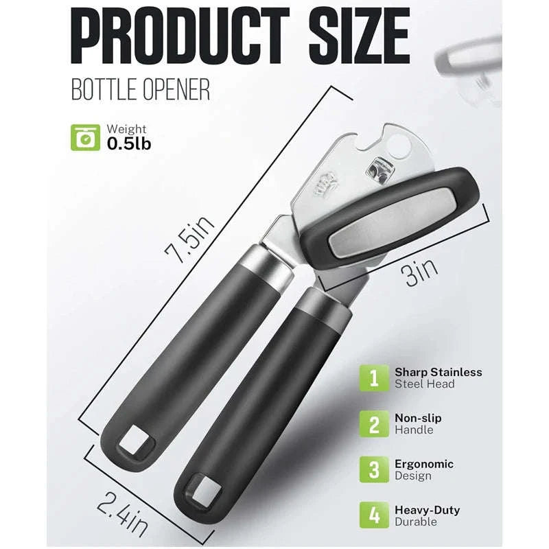 Easy-Grip Can Opener with Smooth Edge Cut for Effortless Opening-Silver / United States