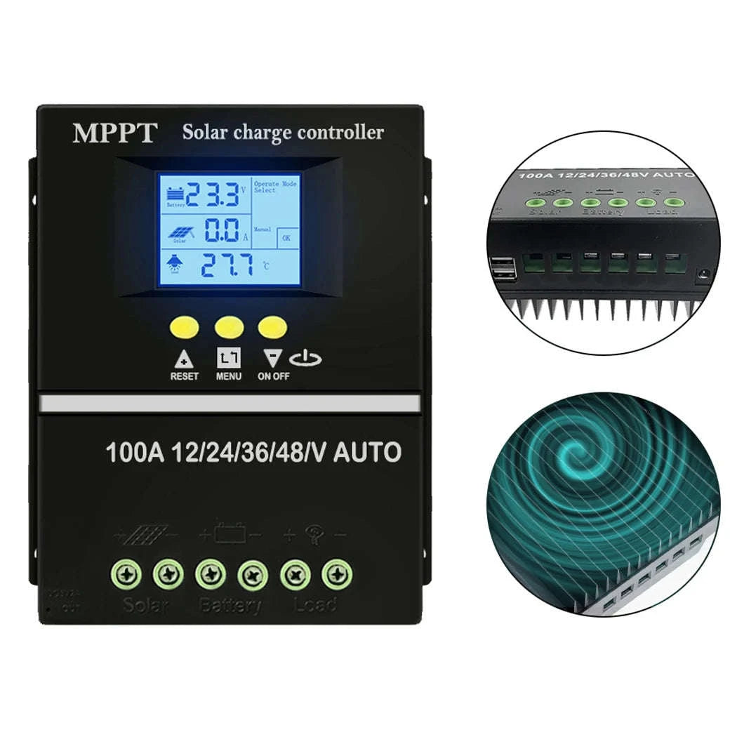 ECGSOLAX MPPT Solar Charge Controller 80A 100A 12V-48V Dual USB-80A / 12V 24V 36V 48V / GERMANY