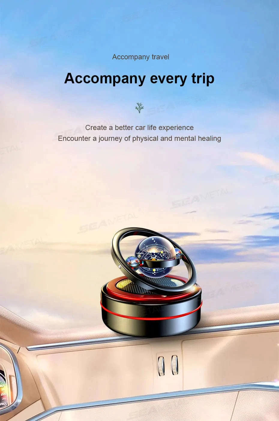 Eco-Friendly Solar Car Air Freshener with Automatic Rotation-Lemon