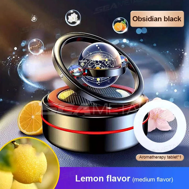 Eco-Friendly Solar Car Air Freshener with Automatic Rotation-Lemon