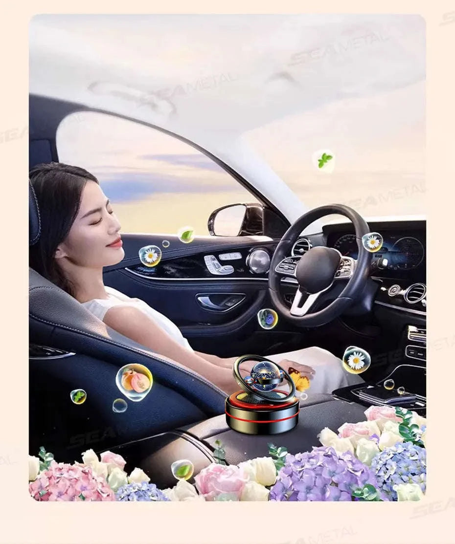 Eco-Friendly Solar Car Air Freshener with Automatic Rotation-Lemon