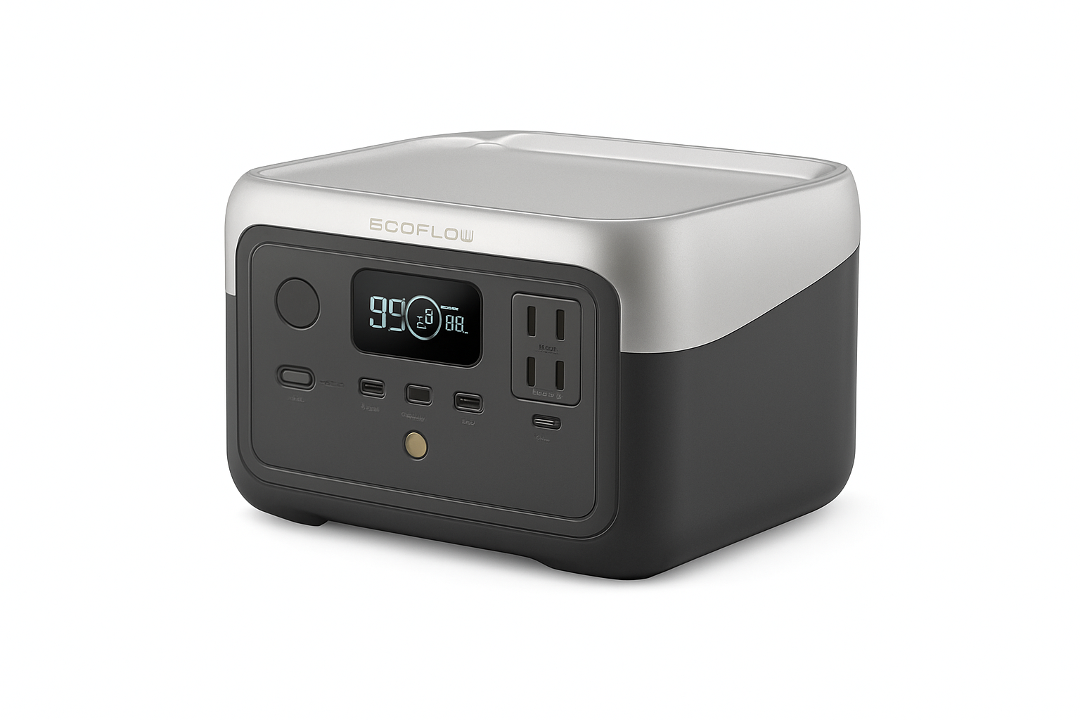 ECOFLOW Portable Power Station RIVER 2, 243Wh LiFePO4 Battery/ 1 Hour Fast Charging, 2 Up to 600W AC Outlets, Solar Generator