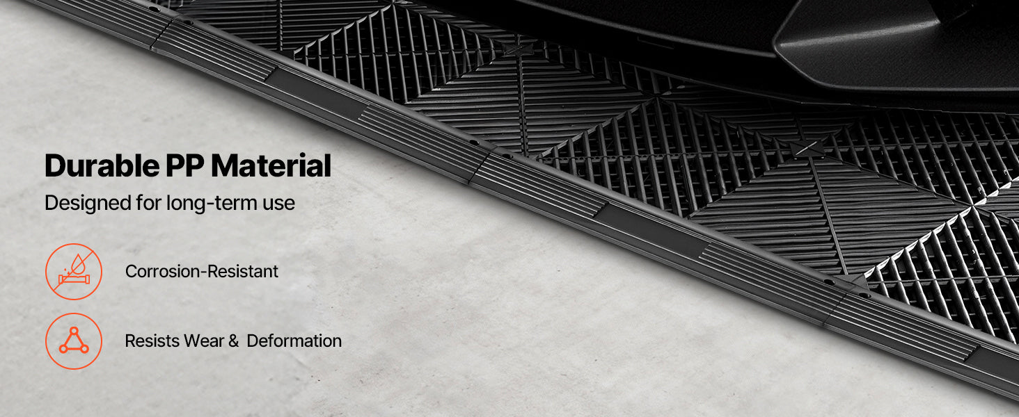 SucceBuy 11PCS Transition Edge Kit Durable PP Easy Installation for Wet Area Restaurant Only Compatible with Drainage Mats Black