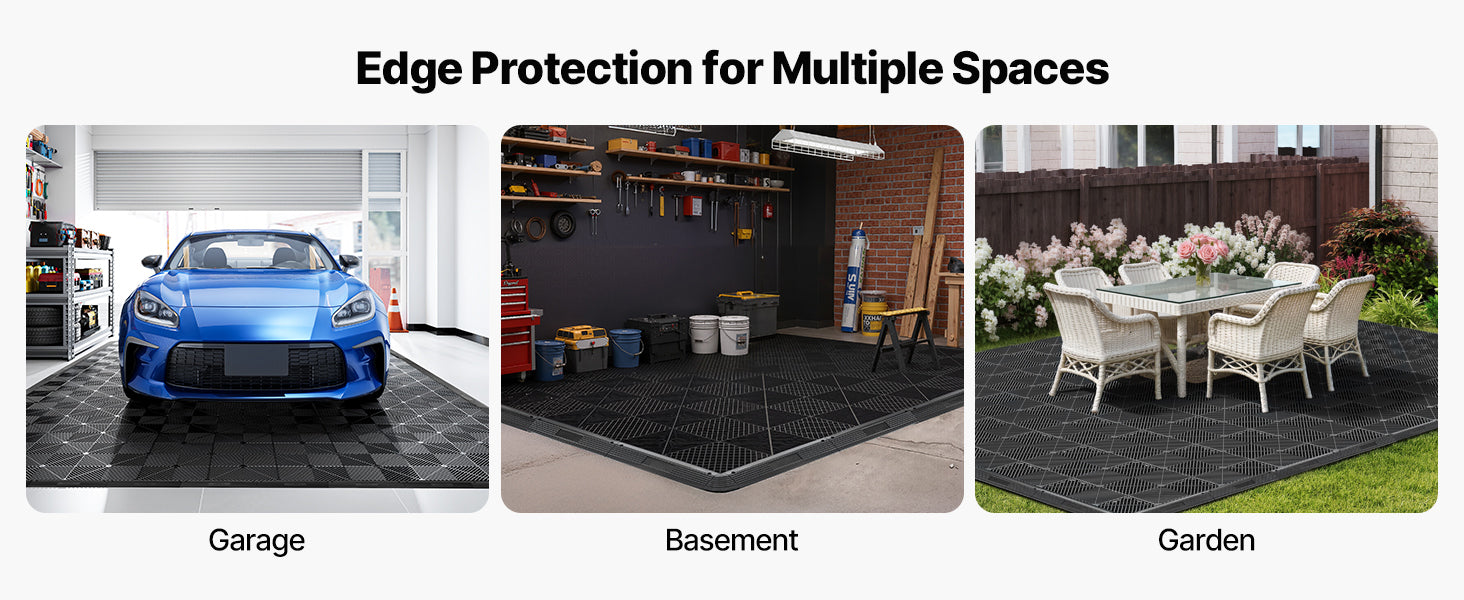 SucceBuy 11PCS Transition Edge Kit Durable PP Easy Installation for Wet Area Restaurant Only Compatible with Drainage Mats Black