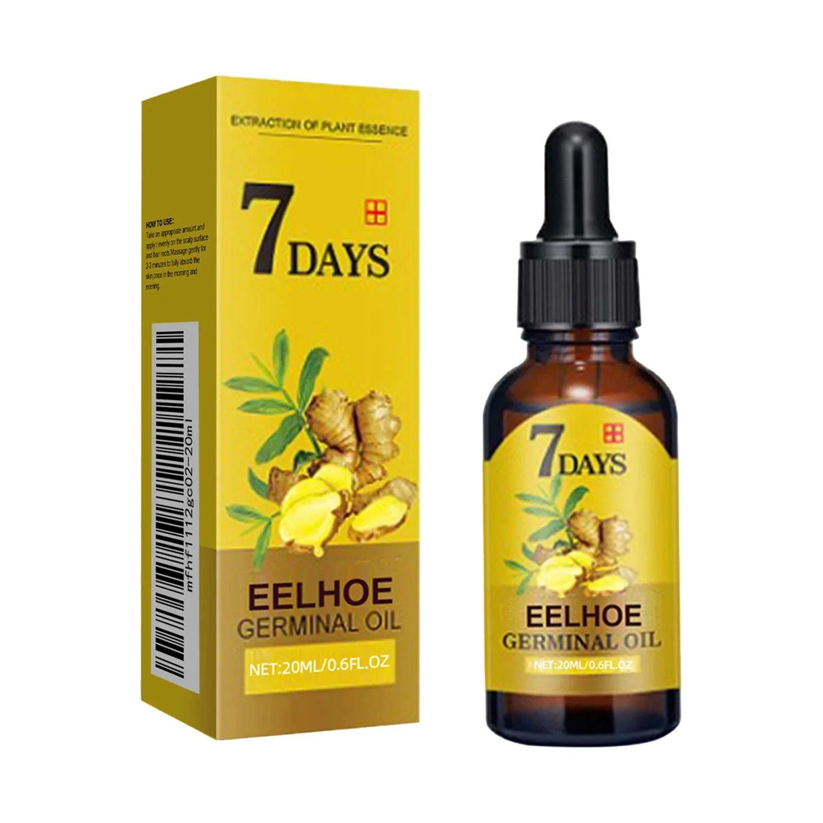 EELHOE 20ml Ginger Hair Growth Oil Strengthening Scalp Nourishing Hair Roots Anti Loss Fuller Care Hairs Essence for Women Men-1 Pc / United States