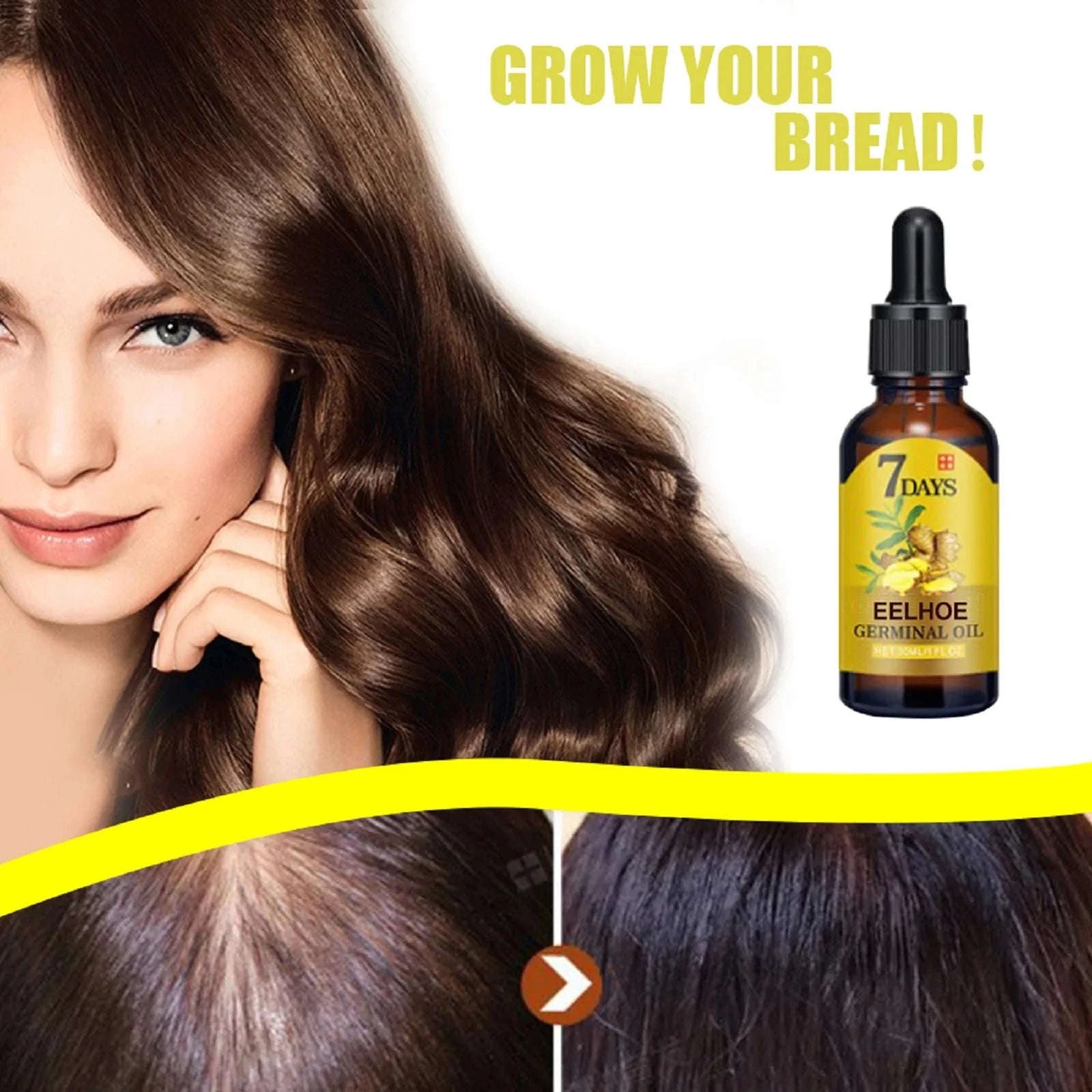 EELHOE 20ml Ginger Hair Growth Oil Strengthening Scalp Nourishing Hair Roots Anti Loss Fuller Care Hairs Essence for Women Men-1 Pc / United States