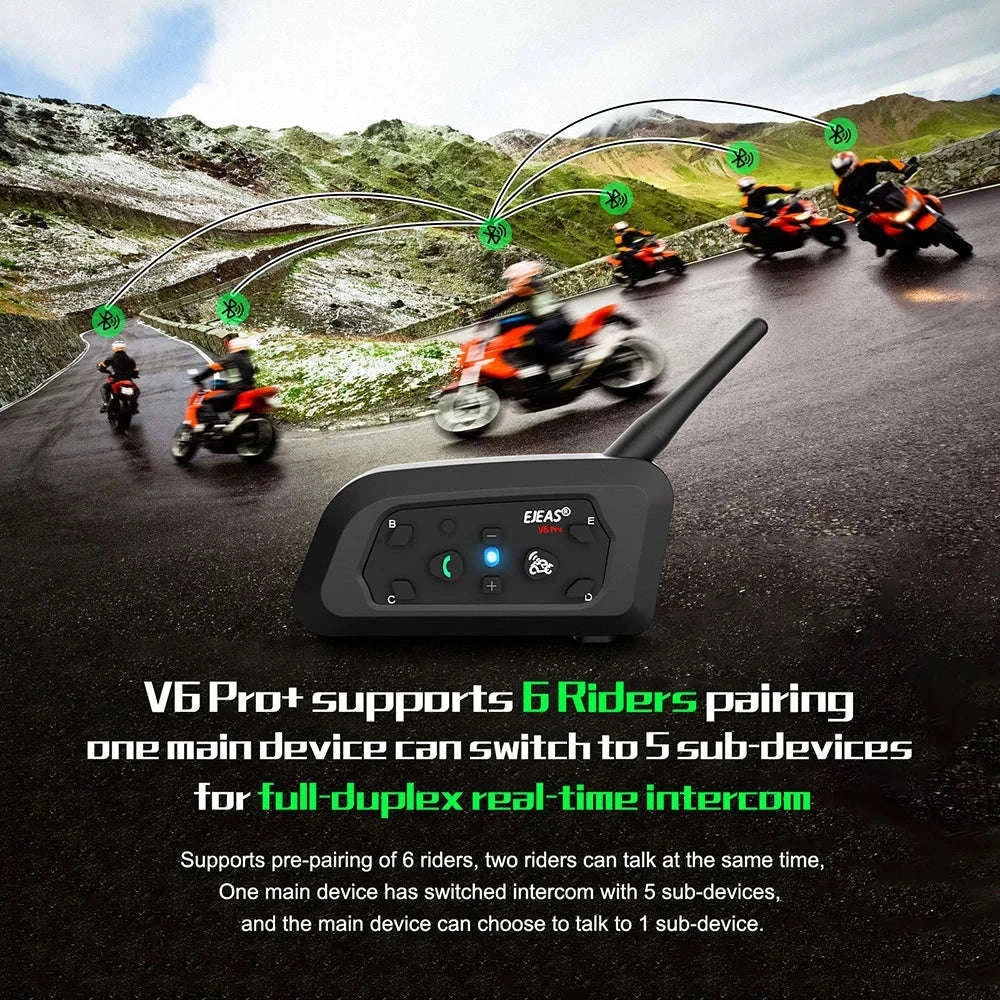 EJEAS V6 Pro+ Motorcycle Helmet Bluetooth Intercom-2PCS with 1 EUC / spain
