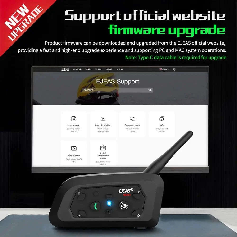 EJEAS V6 Pro+ Motorcycle Helmet Bluetooth Intercom-2PCS with 1 EUC / spain