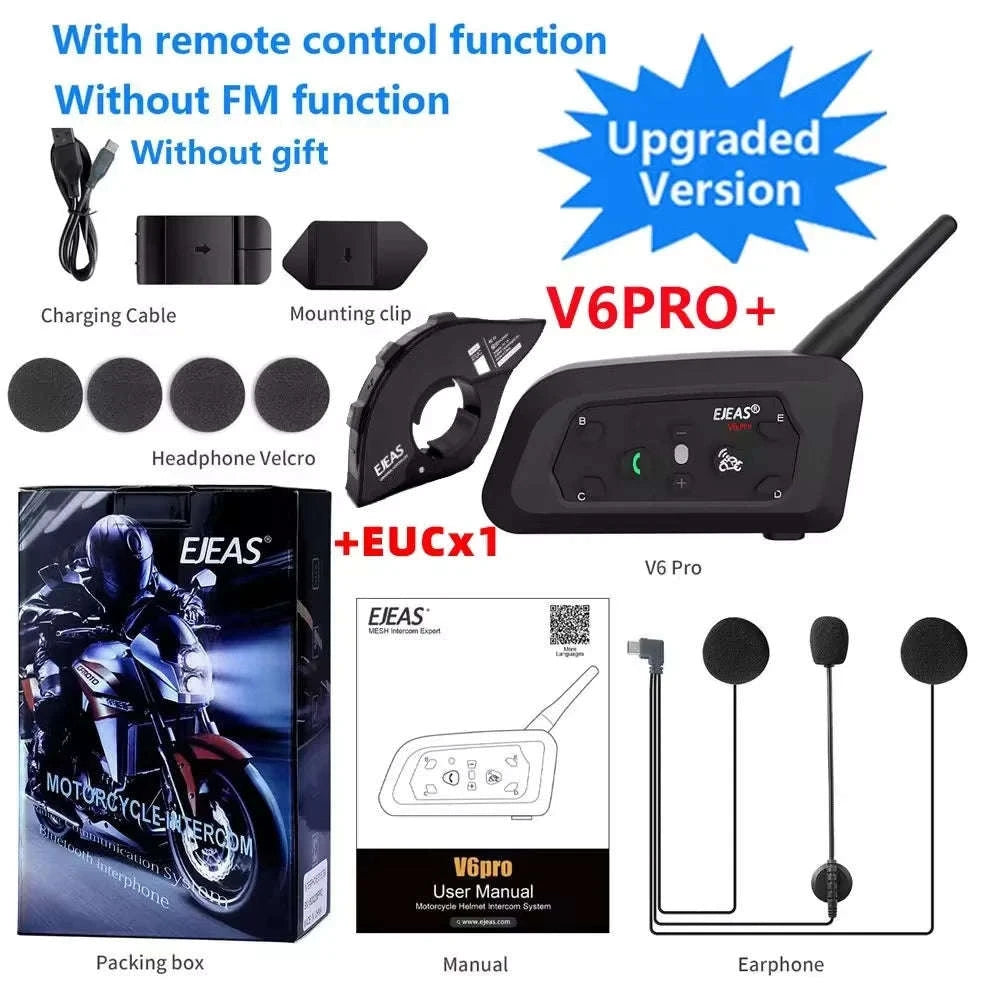 EJEAS V6 Pro+ Motorcycle Helmet Intercom Bluetooth Headset-Single Pack / spain
