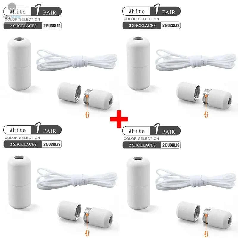 Elastic No Tie Shoelaces – Effortless Fit for Kids and Adults-16 Pairs White / 100cm
