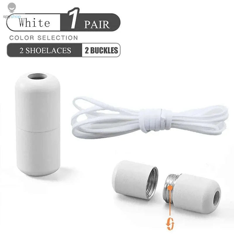 Elastic No Tie Shoelaces – Effortless Fit for Kids and Adults-16 Pairs White / 100cm