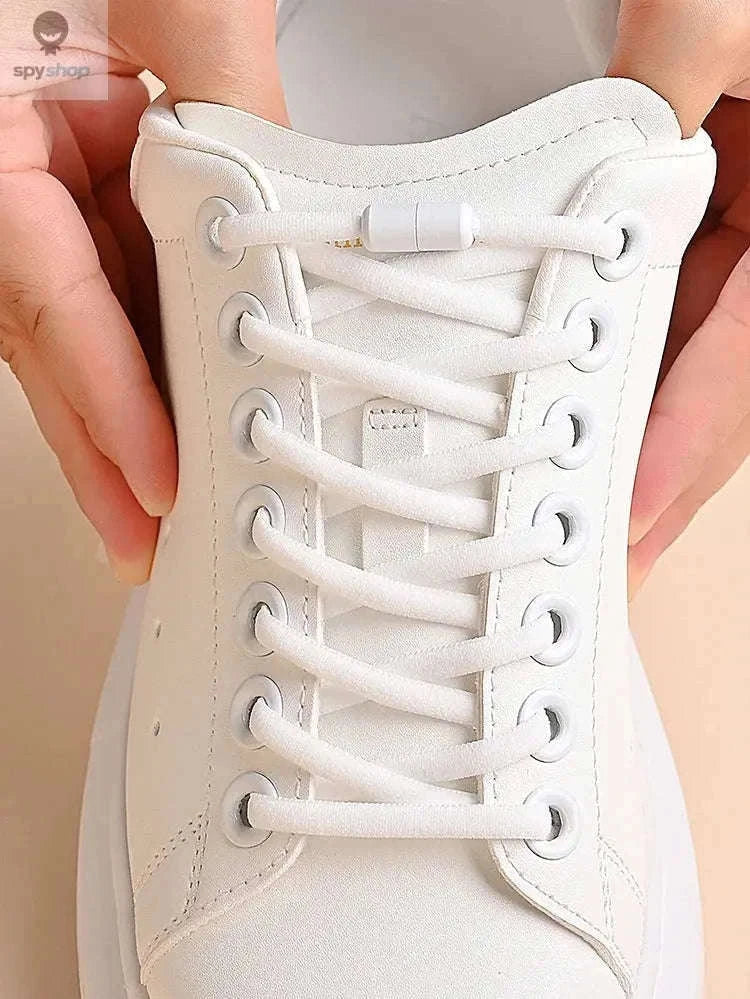 Elastic No Tie Shoelaces for Kids and Adults-16 Pairs White / 100cm