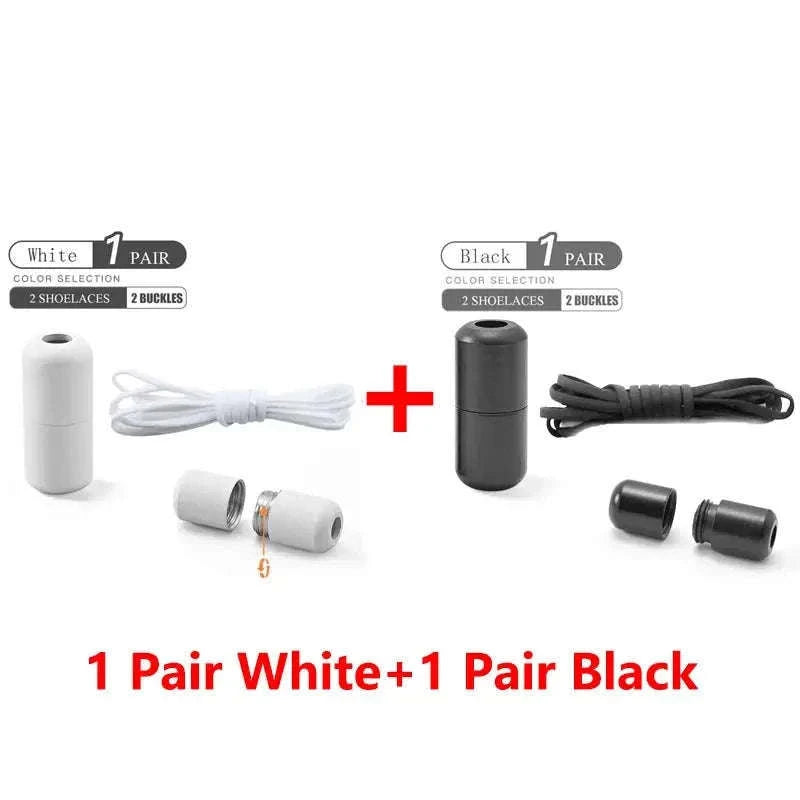 Elastic No Tie Shoelaces for Kids and Adults-16 Pairs White / 100cm
