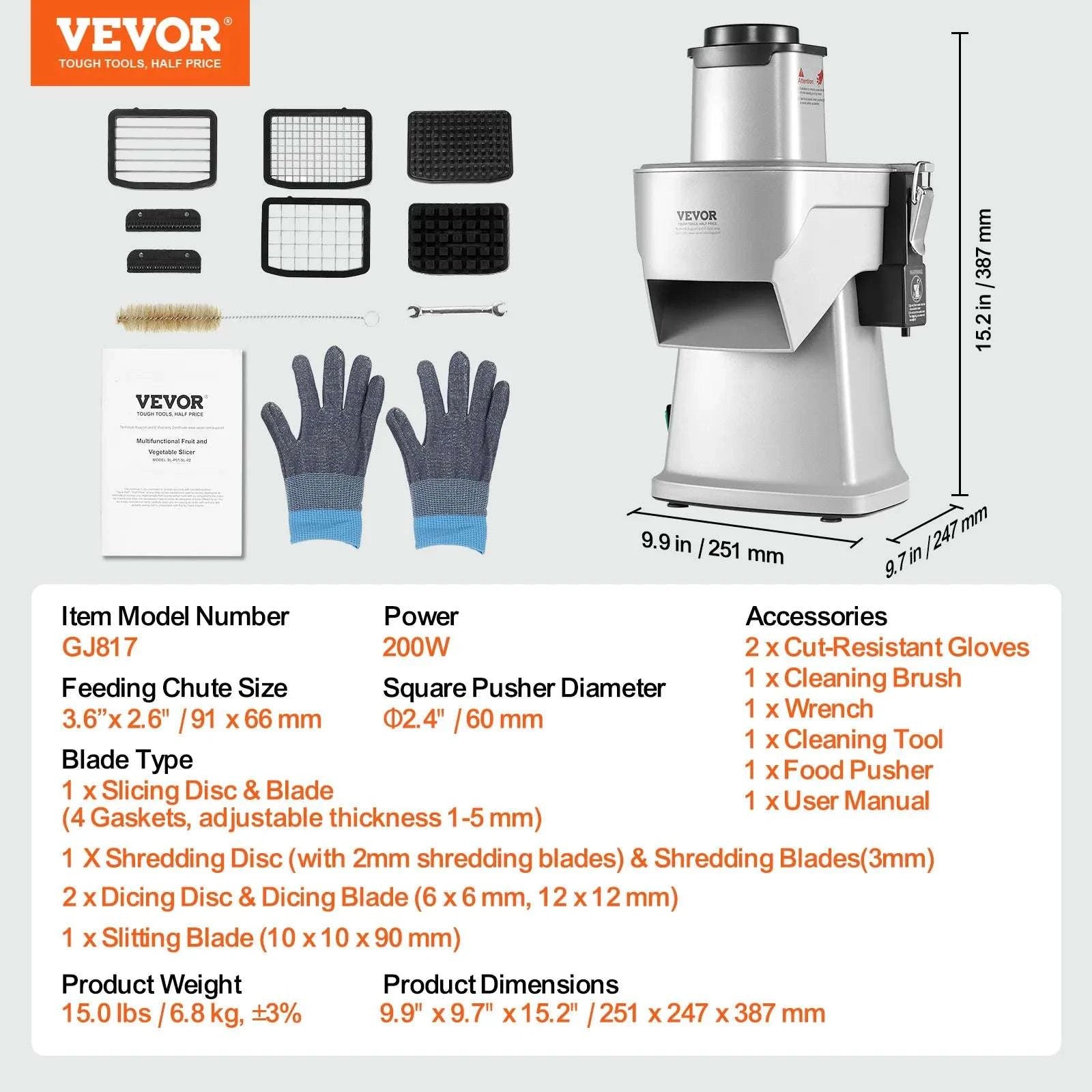Electric 4-in-1 Vegetable Slicer for Fast Slicing, Dicing & Shredding-Vegetable Slicer / United States