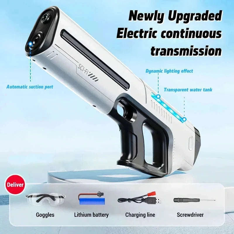Electric Automatic Water Gun Toy for Fast Outdoor Water Battles-WHITE
