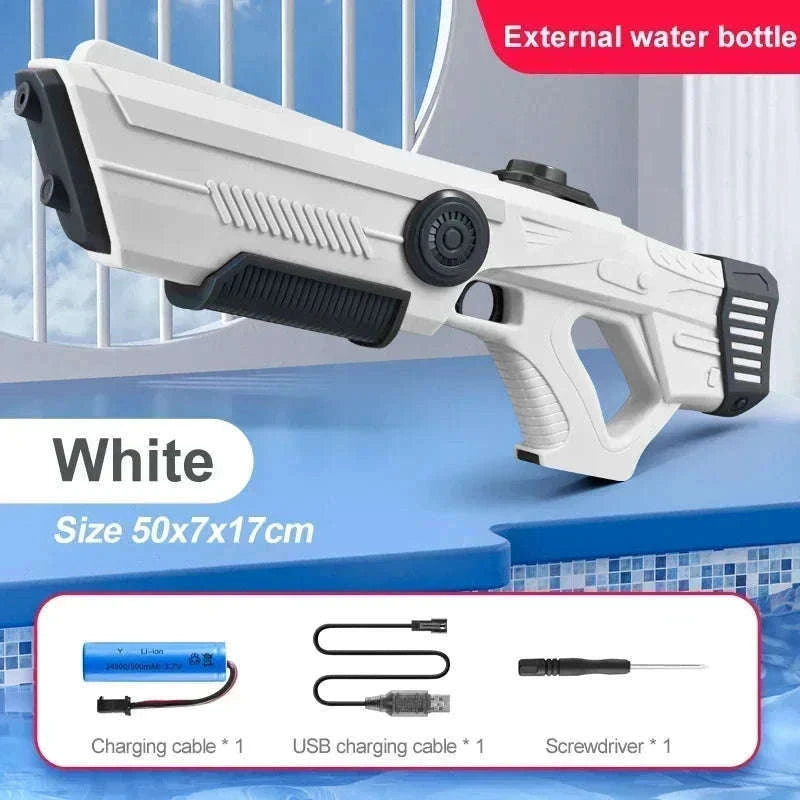 Electric Automatic Water Gun Toy for Fast Outdoor Water Battles-WHITE