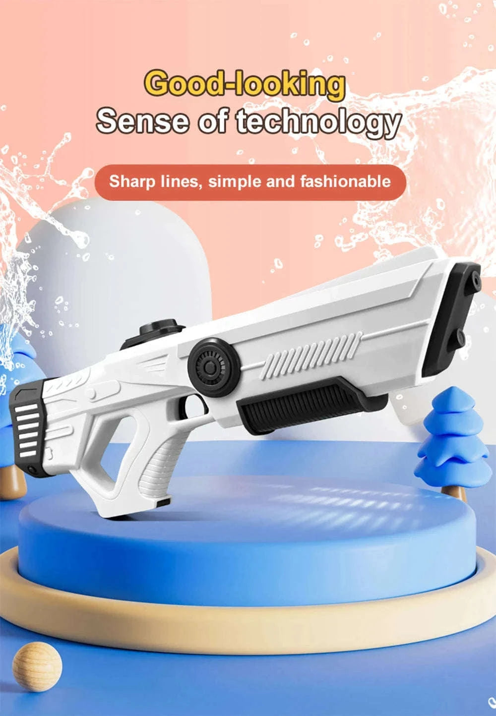 Electric Automatic Water Gun Toy for Fast Outdoor Water Battles-WHITE