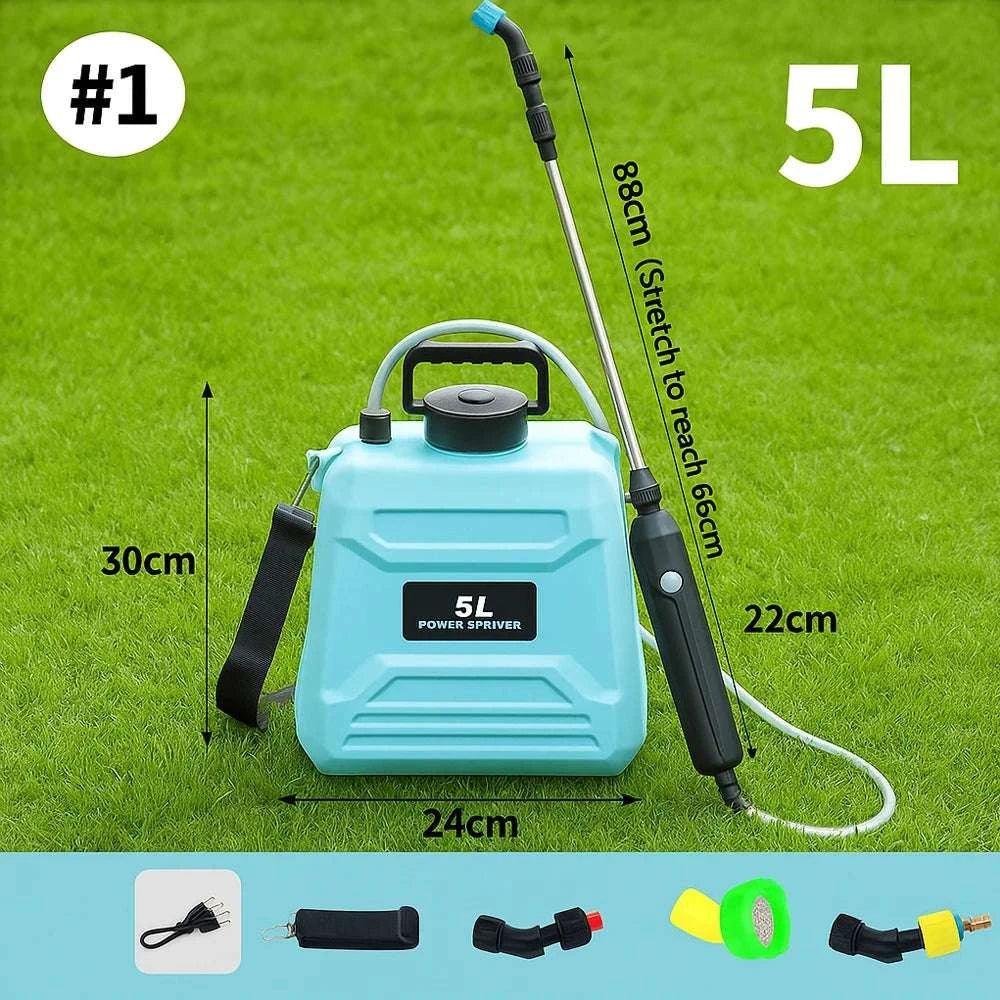 Electric Backpack Garden Sprayer 5L/8L with Adjustable Nozzles-5L-green