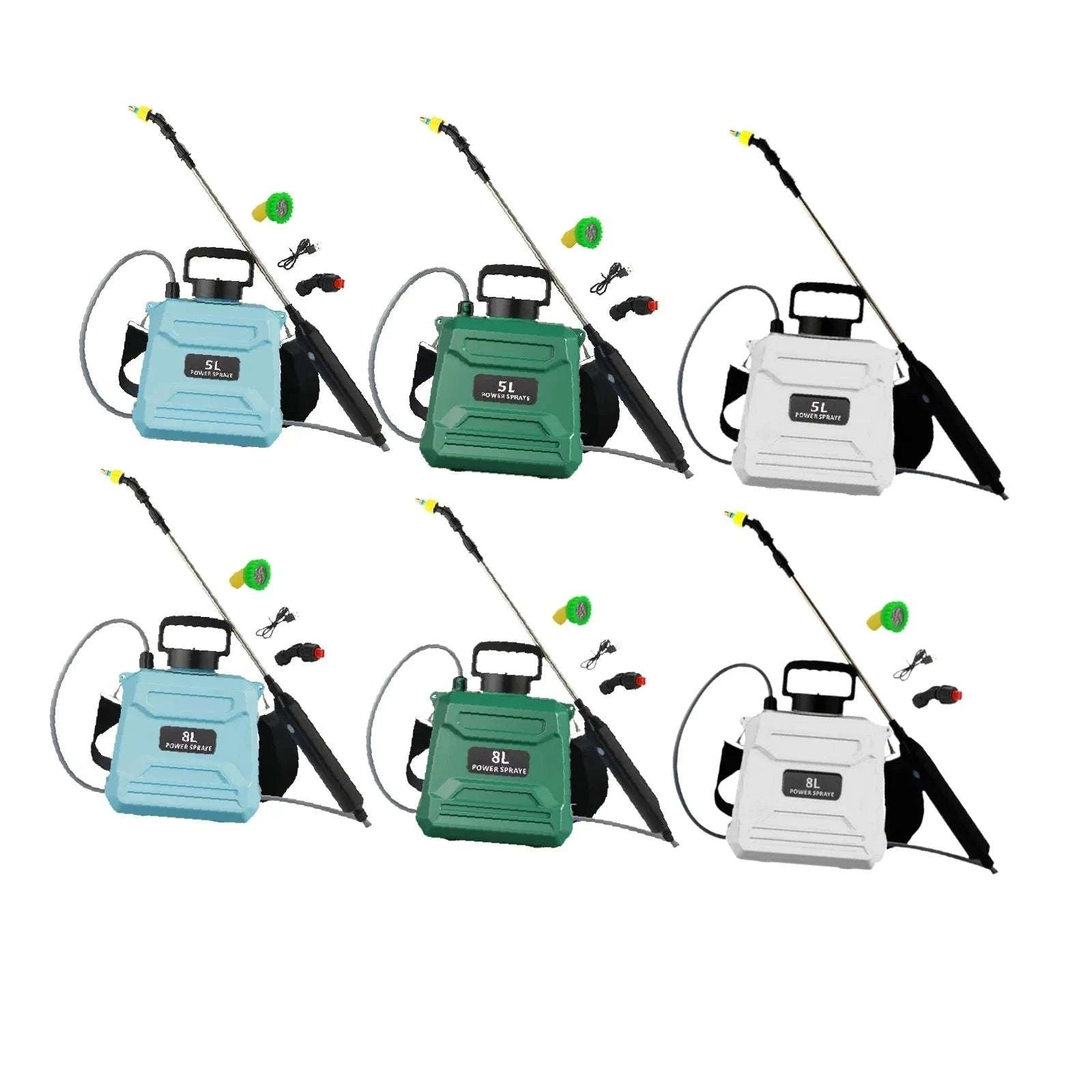 Electric Backpack Garden Sprayer 5L/8L with Adjustable Nozzles-5L-green