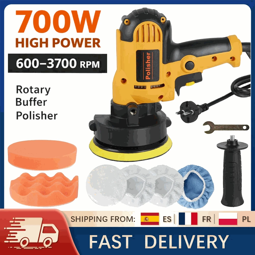Electric Car Polisher 700W Rotary Buffer 6-Speed 125mm Kit-Orange / france / EU