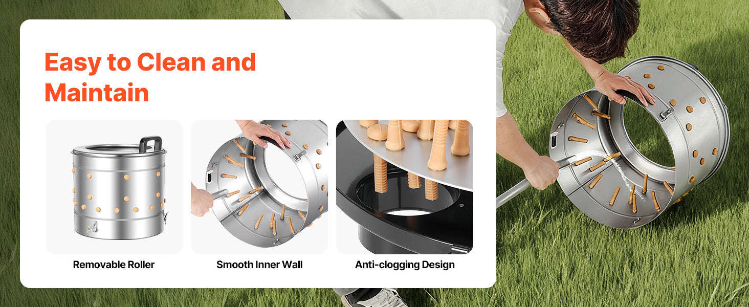 Electric Chicken Plucker Machine with Soft Fingers and Transport Wheels-550W / france