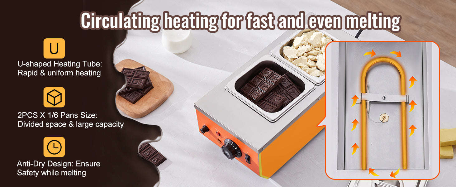 Electric Chocolate Tempering Machine with 2 or 3 Tanks-26.5 Lbs 3 Tanks / france