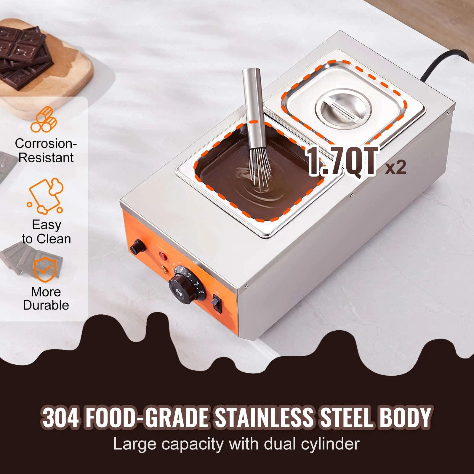 Electric Chocolate Tempering Machine with 2 or 3 Tanks-26.5 Lbs 3 Tanks / france