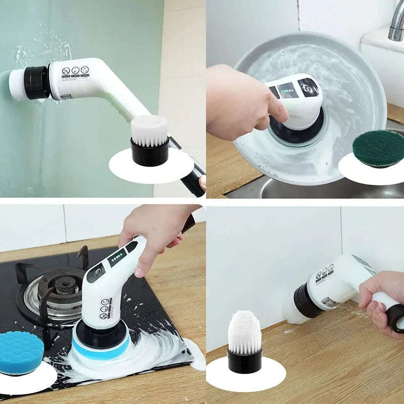 Electric Cleaning Brush 9‑in‑1 Rechargeable Cleaning Tool-WHITE / spain / EU